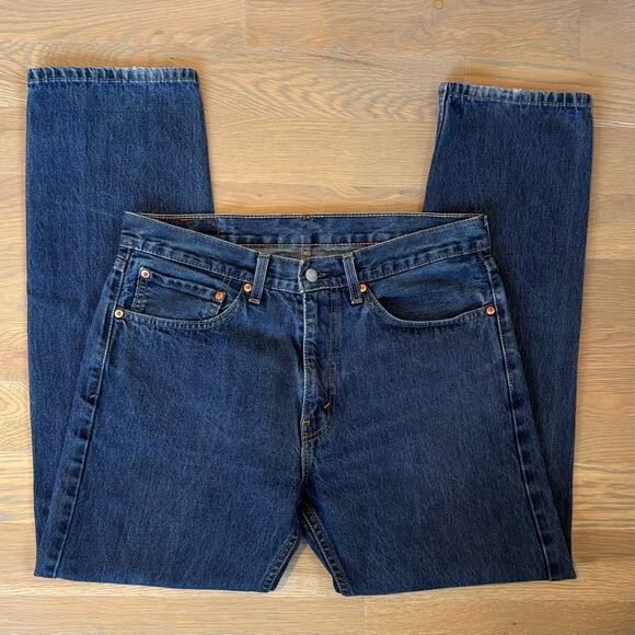 Levi’s 505 Regular Fit Jeans Dark Rinse Straight Leg Mens Size 34x32 - Picture 2 of 9